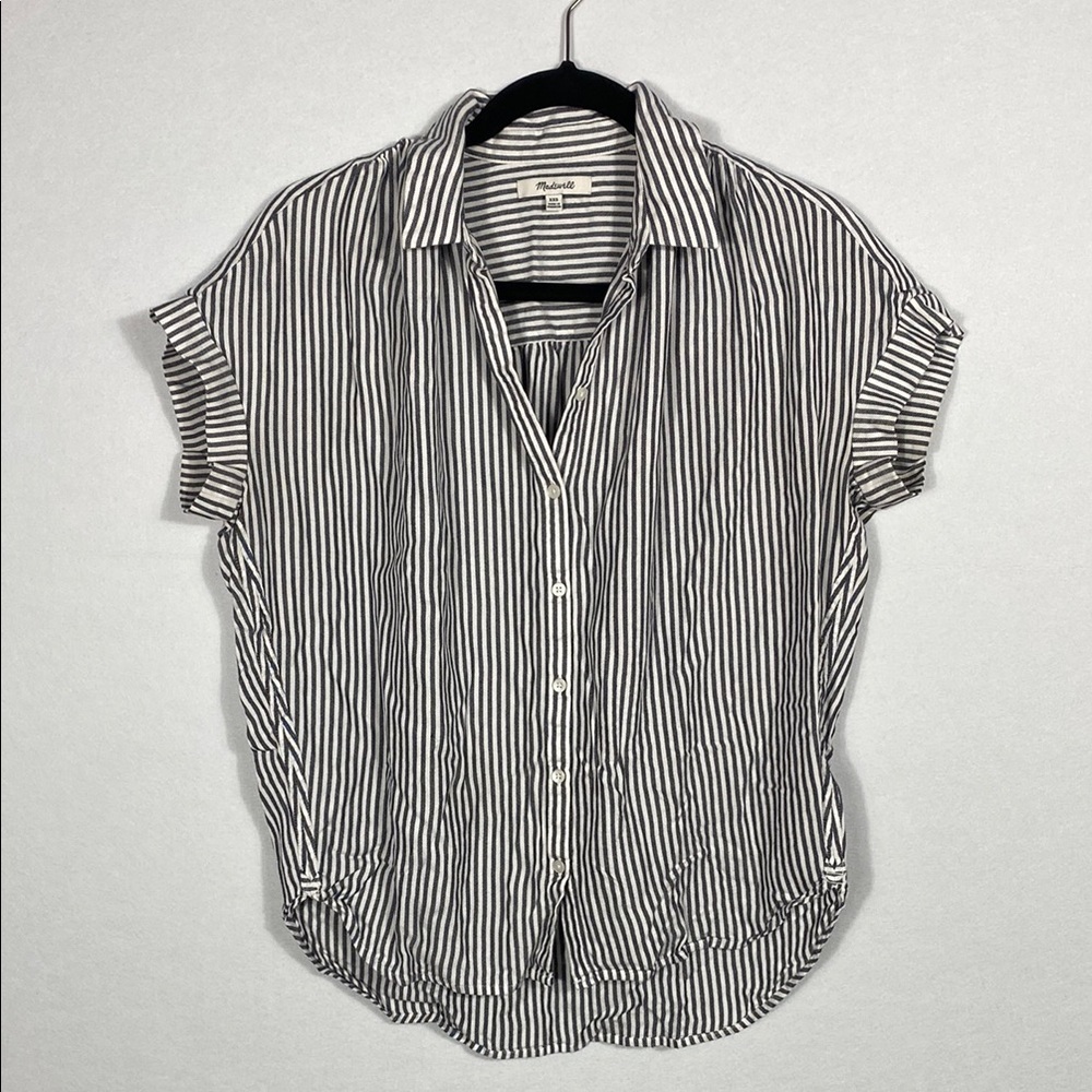Madewell Black and White Striped Casual Shirt